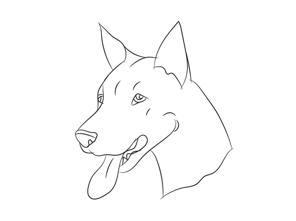 Dog Portrait Lines Vector White Background — Stock Vector