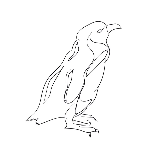 Pingouin Ligne Vecteur Fond Blanc — Image vectorielle