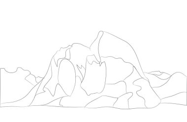 manzara dağları, çizgiler, vektör, beyaz arkaplan