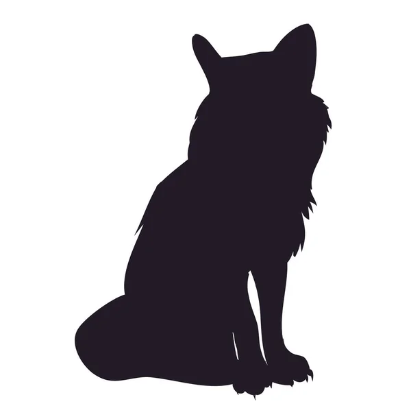 Fox Stands Silhouette Vector White Background — Stock Vector
