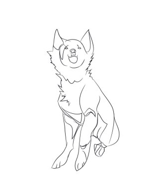 otururken, çizgiler, vektör, beyaz arka plan köpek