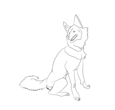 otururken, çizgiler, vektör, beyaz arka plan köpek