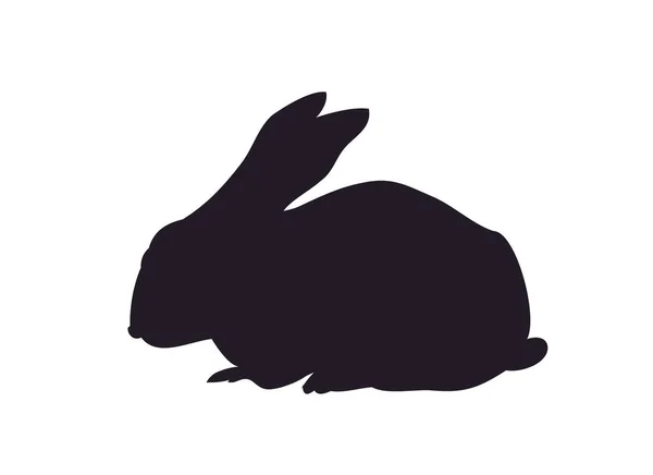 Lapin Assis Silhouette Vecteur Fond Blanc — Image vectorielle