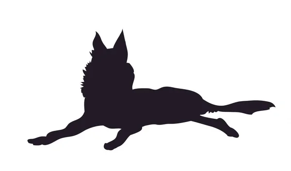 Leugens Witte Achtergrond Silhouet Vector Hond — Stockvector