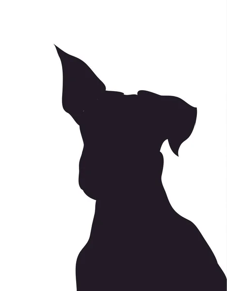 Pes Portrétní Siluetou Vektor Bílé Pozadí — Stockový vektor