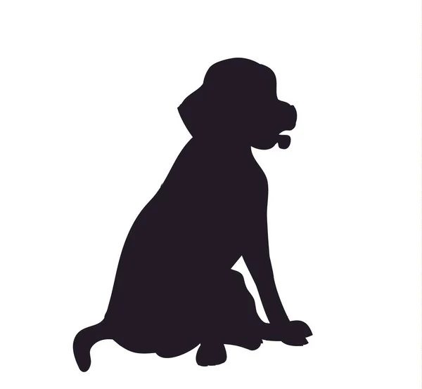 Cão Sentado Silhueta Vetor Fundo Branco — Vetor de Stock