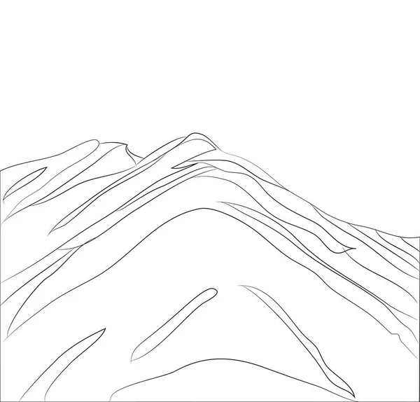 Landscape Mountains Lines Vector White Background — Stock Vector