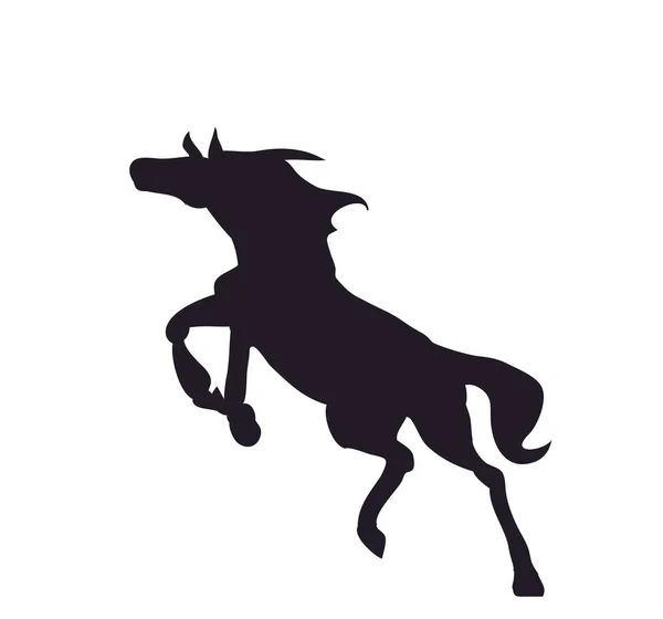 Paard Springen Silhouet Vector Witte Achtergrond — Stockvector