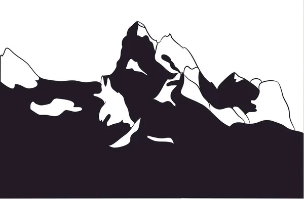 Paesaggio Montagne Silhouette Vettore Sfondo Bianco — Vettoriale Stock