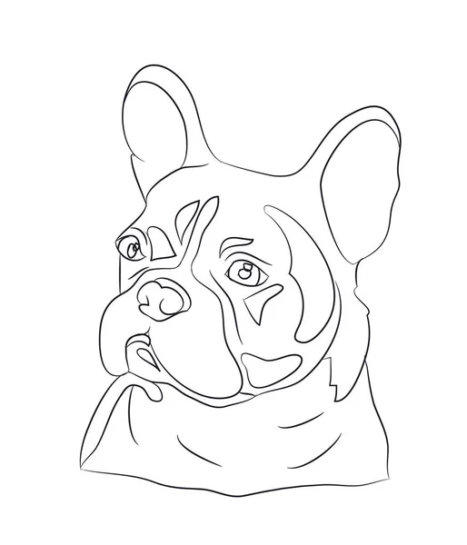 Портрет Собаки Зевающей Линии Вектор Белый Фон — стоковый вектор
