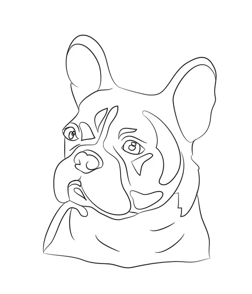 Retrato Perro Que Bosteza Líneas Vector Fondo Blanco — Vector de stock