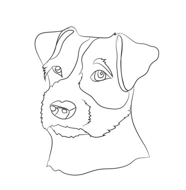 köpek portre, çizgiler, vektör, beyaz arka plan