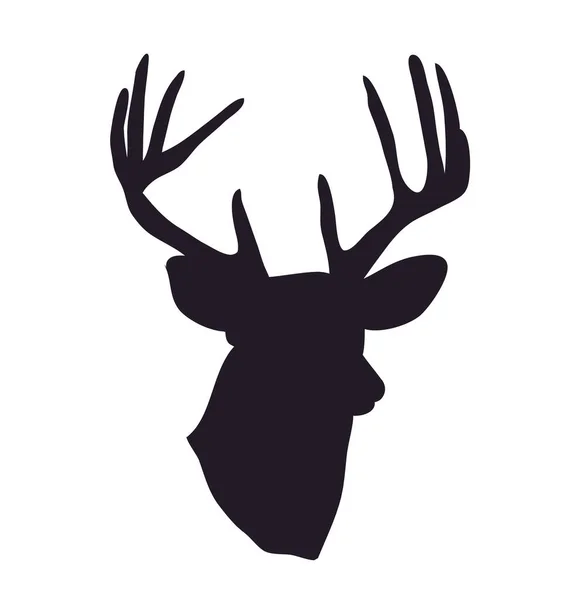 geyik portre siluet, vektör, beyaz arka plan