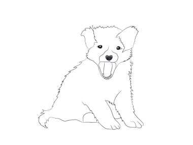 otururken, çizgiler, vektör, beyaz arka plan köpek