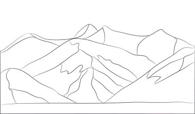 manzara dağları, çizgiler, vektör, beyaz arkaplan