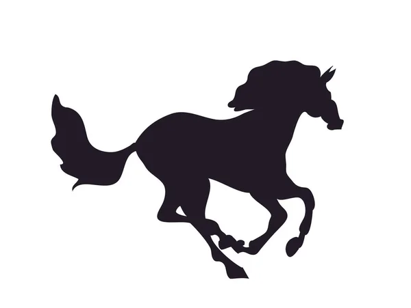 Salto Cavalo Silhueta Vetor Fundo Branco — Vetor de Stock