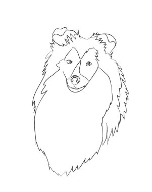 köpek portre Ines, çizgiler, vektör, beyaz arka plan