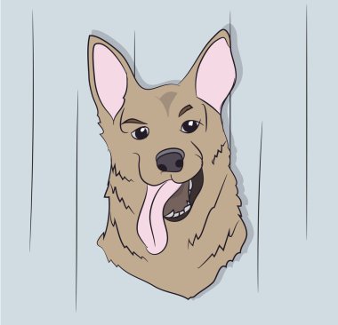 Duvardaki bir köpeğin portresi. Arka plan, vektör, görünüş.