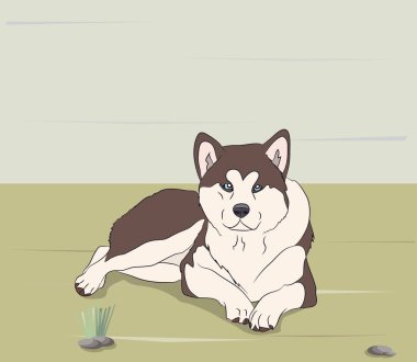 köpek doğa, vektör, köpek yalanlar, yalanlar doğa üzerinde vektör