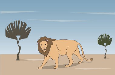 aslan yatıyor doğa, vektör, doğa üzerinde aslan yalan