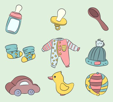 Çocuk işler, bir renkli arka plan üzerinde renkli vektör