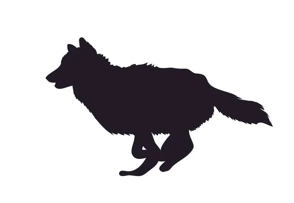 Wolf Läuft Bildsilhouette Vektor Weißer Hintergrund — Stockvektor