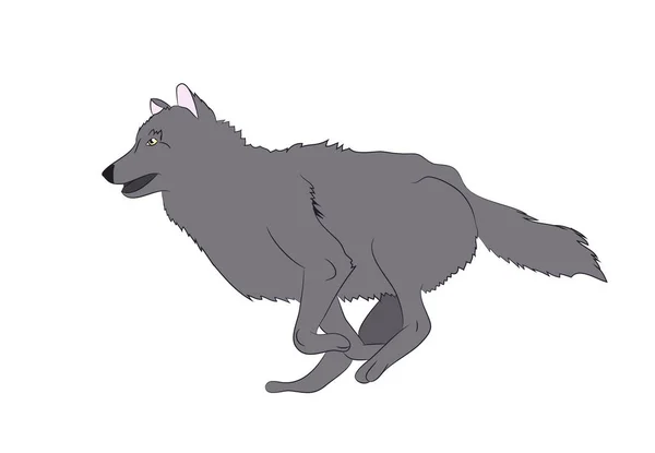 Wolf Läuft Bildfarbe Vektor Weißer Hintergrund — Stockvektor