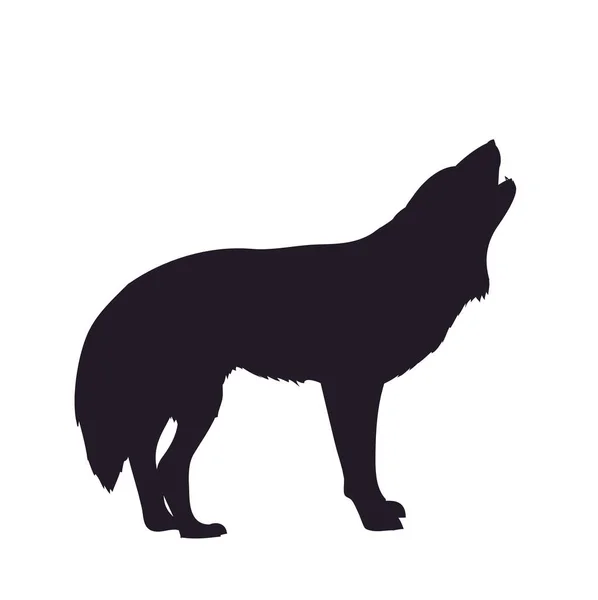 Wolf Howls Image Silhouette Vector White Background — Stock Vector