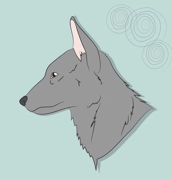 Retrato Lobo Gris Sobre Fondo Vector — Vector de stock