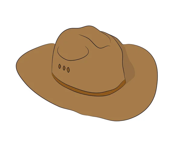 Brown Hat Lies Drawn Vector White Background — Stock Vector