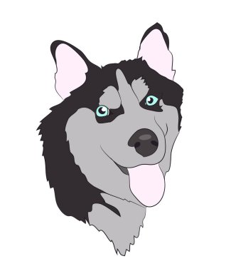 bir köpek portre profil, vektör, beyaz arka plan aşağı, bak