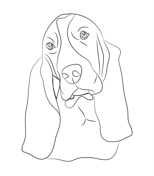 Dog Portrait Ines Lines Vector White Background — Stock Vector