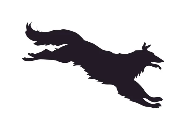 Dog Runs Silhouette Vector White Background Vector — Stock Vector