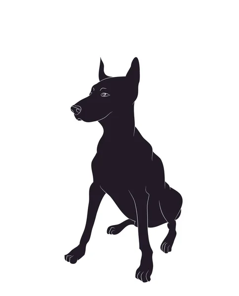 座っている犬 シルエット ベクトル 白い背景 ベクトル — ストックベクタ