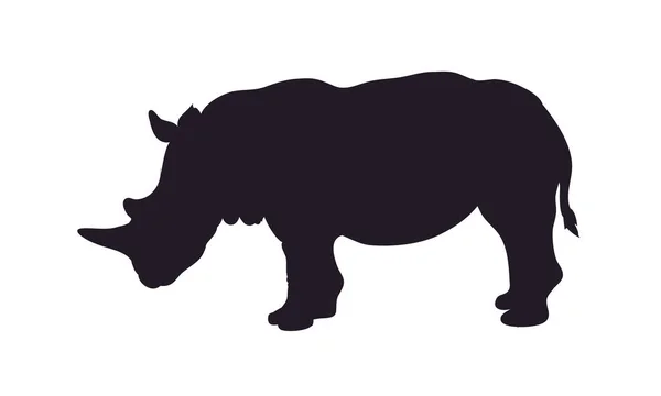 Rinoceronte Vale Pena Dibujar Silueta Vector Fondo Blanco — Vector de stock