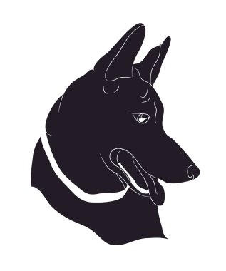 köpek portresi silueti, vektör, beyaz arkaplan, siluet,