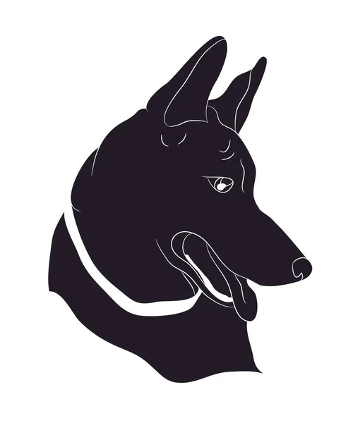 Dog Portrait Silhouette Vector White Background Silhouette — Stock Vector