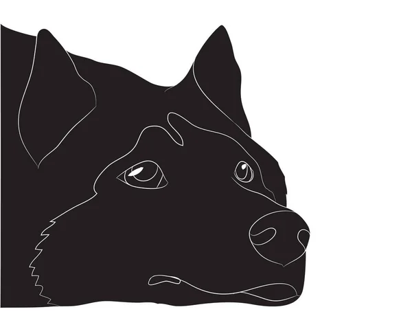 Hondenportret Silhouet Vector Witte Achtergrond Silhouet — Stockvector