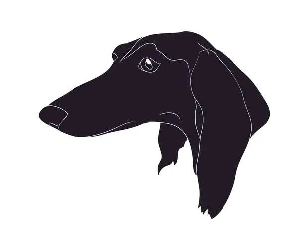 Silueta Retrato Perro Vector Fondo Blanco Silueta — Archivo Imágenes Vectoriales