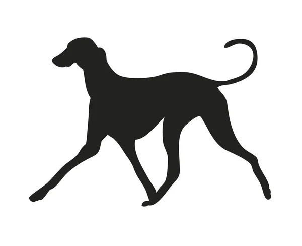 Dog Runs Silhouette Vector White Background Vector — Stock Vector