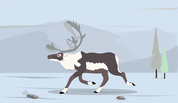Strong Deer Running Mountains Vector — Stock Vector
