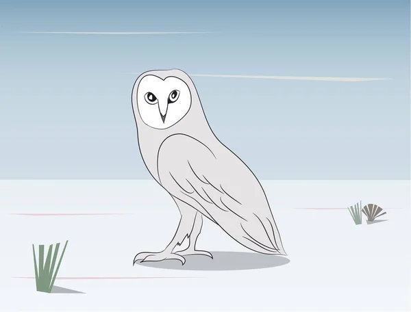 Hibou Tient Dans Nature Vecteur — Image vectorielle