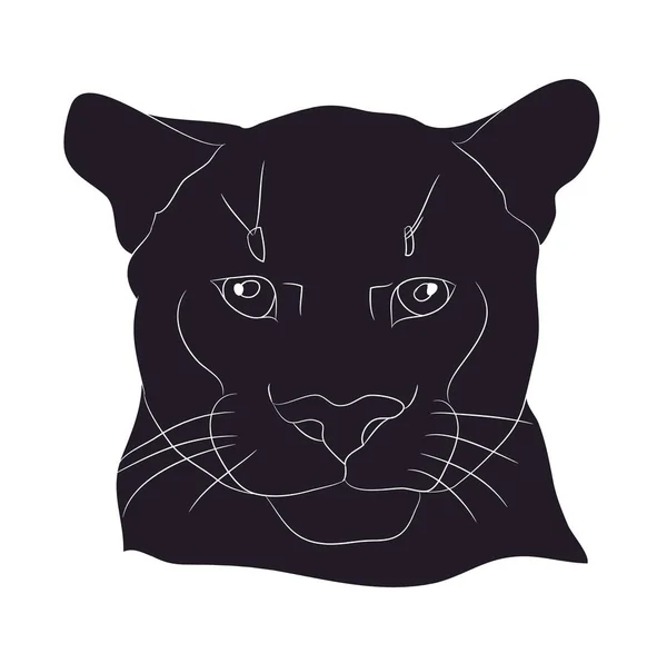 Porträt Einer Puma Silhouette Vektor Weißer Hintergrund — Stockvektor