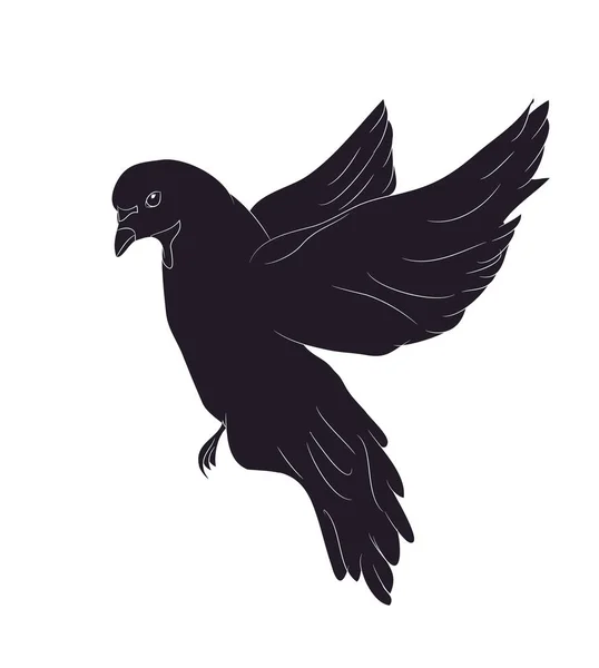 Oiseau Assis Sur Une Branche Silhouette Vecteur Fond Blanc — Image vectorielle