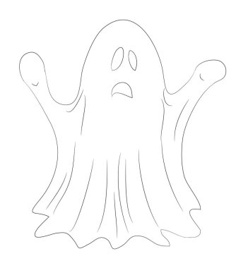 Cadılar Bayramı'nda çizim çizgileri, vektör, beyaz arka plan hayalet