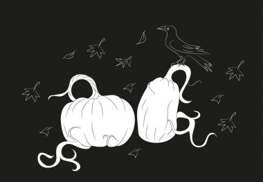 kabaklar üzerinde karga Cadılar Bayramı'nda oturur,