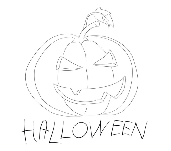 Halloween Kürbis Mit Linien Vektor Weißem Hintergrund — Stockvektor