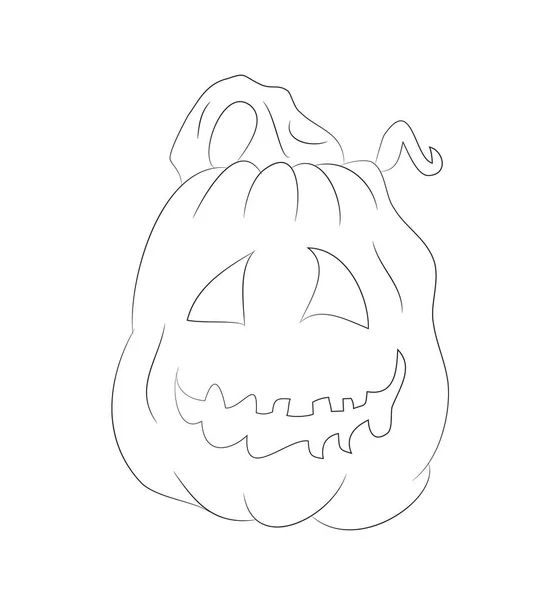 Zucca Halloween Con Linee Vettore Sfondo Bianco — Vettoriale Stock