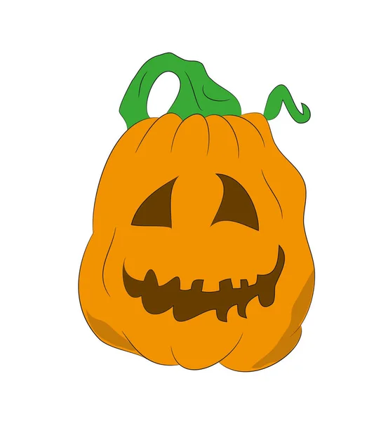 Halloween Pumpkin Drawing Color Vector White Background — Stock Vector