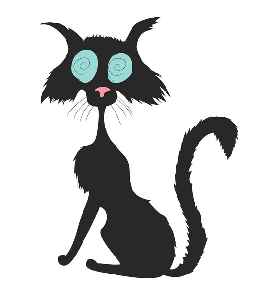 Czarny Kot Halloween Rysunek Tło Wektor — Wektor stockowy